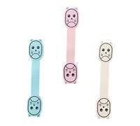 Abaodam 3pcs Child Safety Cabinet Locks for Boys and Girls, Protective Baby Proof Locks Rabbit Design, White Blue Pink, Secure Home Cupboard and Drawer Safety