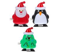Abaodam 3Pcs Christmas Wind Up Plastic Clockwork Santa Tree Favors Fun Walking Fillers for Boys