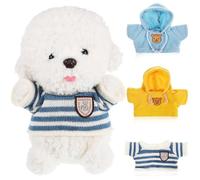 Abaodam 3Pcs Clothes for Stuffed Bear 40Cm Mini Doll Outfit Set Blue Striped Sweater, Blue Hoodie, Yellow Hoodie Soft Knit Doll Costume for Plush Animals