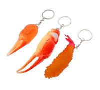 Abaodam 3Pcs Crab Claw and Tempura Shrimp Keychain Set Realistic Fried Crab Claw Pendant with Large Tempura Shrimp and Giant Model Chic Food Ornament Keyrings for Bag and Keys