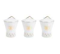 Abaodam 3pcs Creative Pottery Condiment Jar for Kitchen Use with White Ceramic Material, Salt Organizer and Sugar Container Featuring the Devil's Eye Design to Decorate Your Kitchen