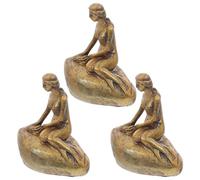 Abaodam 3pcs Cute Miniature Mermaid Figurines Resin Garden Decor Set for Succulent Planters Desktop Ornaments Artistic Ocean-themed Souvenirs for Home Craft Cake Toppers