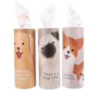 Abaodam 3Pcs Cute Printed Cylinder Tissue Boxes for Car, Travel Facial Tissues with Lid, Portable Round Paper Towel Container, 40 Sheets Each, Multi-Color Car Accessories