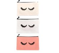 Abaodam 3pcs Decorative Cosmetics Bag Canvas Travel Cosmetics Bag with Sturdy Zipper Closure Large Space Delicate Appearance Design Assorted Colour Personal Care for Travel