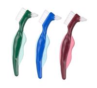 Abaodam 3pcs Denture Cleaning Brush for False Teeth with Stiff Hair and Lightweight Long Handle Design Dual Head Toothbrush for Easy Portable Denture Care