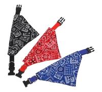 Abaodam 3pcs Dog Bandanas Plaid Bandana Collar Set with Adjustable Triangle Bibs for Medium Dogs, Washable Pet Scarfs for Boys, Includes Red Blue and Black L Size