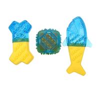 Abaodam 3Pcs Dog Teething for Puppies Chew Fish Shape Interactive Molar for Teeth Grinding and Cleaning Blue Yellow