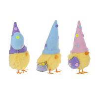 Abaodam 3pcs Easter Plush Chicken Figurines Set - Soft Mini Easter Chicks Decorations in Pink, Purple, Sky Blue - Spring Home Table Centerpiece
