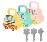 Abaodam 3Pcs Educational Lock and Key Cars for Early Learning and Interaction Safe Plastic Material Montessori Preschool