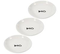 Abaodam 3pcs Elevated Cat Bowl Ceramic Shallow Cat Food Dishes Feeders Wide Bowls Nonslip Base