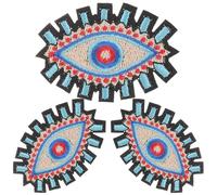 Abaodam 3pcs Evil Eye Clothes Patches for Coats and Hats, Embroidered Polyester Eye Shaped Patches for Embellishing and Repairing, Wear-Resistant and Chic DIY Accessories