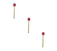 Abaodam 3pcs Foamed Bass Drum Hammer with Wood Handle Volume Padding for Percussion Instruments Red