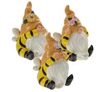 Abaodam 3pcs Garden Gnome Statue Resin Bee Ornament for Outdoor Decor Fall and Halloween