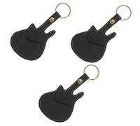 Abaodam 3pcs Guitar Pick Storage Organizer Pu Leather Holder for Plectrums Keyring Clip for Electric Acoustic Guitar Accessories Black