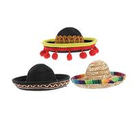 Abaodam 3pcs Halloween Pet Hat Funny Mexican Sombrero Style for Cats Dogs Decorative Warm Costume Headwear for Parties and Pet Photo Props