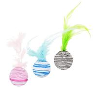 Abaodam 3Pcs Interactive Kitten Teasing Balls with Cat Chew Balls for Indoor Cats Engaging Play to Reduce Biting Behavior and Encourage Activity Blue Red Black Random Color