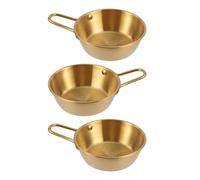 Abaodam 3pcs Korean Bowls Set with Handle, Golden Stainless Steel Bowls Suitable for Home and Party Use, Lightweight Korean Kitchenware Designed to Prevent Slipping