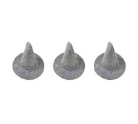 Abaodam 3pcs Light Grey Scarecrow Wizard Hats Felt Halloween Costume Accessories for Adults Sorcerer Witch Demon Cosplay Party Dress