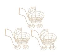 Abaodam 3pcs Mini Metal Wire Strollers Iron Art Dollhouse Pram Pushchair Organizer for Interactive Play and Imaginative Dollhouse Decoration