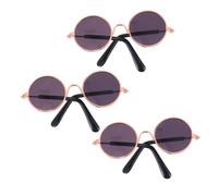 Abaodam 3pcs Mini round Alloy Sunglasses for Dolls Doll DIY Decoration Accessories Simulated Glasses and Photography Props