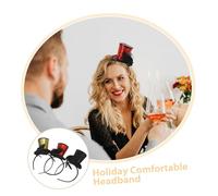 Abaodam 3pcs Mini Top Hat Headband with Veil Sequin Party Fascinator for Women Vintage-inspired Lightweight Wedding Headpiece Halloween Christmas Year Carnival Accessory Random Color