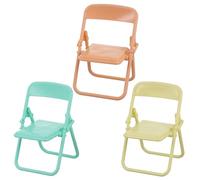 Abaodam 3pcs Miniature Dollhouse Folding Chairs Set, Plastic Simulation Mini Home Chair Models in Yellow, Green, and Peach, Dollhouse Furniture Accessories for Play and Decoration