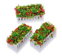 Abaodam 3pcs Miniature Flower Beds Dollhouse Plant Decor Realistic Micro Landscape Ornament with Vivid Color and Detailed Craftsmanship for Model Railways and Fairy Gardens