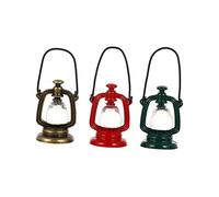 Abaodam 3pcs Miniature Kerosene Lanterns for Dollhouse Vintage Style Mini Doll Home Oil Lamps Red Green and Copper Decorative Micro Scenery Accessories for Realistic House Display