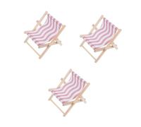 Abaodam 3pcs Miniature Wood Beach Chair Phone Stand Mobile Holder Desktop Home Decor Practical Slot Design for Live Streaming and Hands Viewing