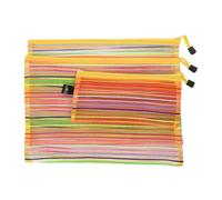 Abaodam 3pcs Nylon Mesh Zipper File Organizer Pouches with 3 Different Sizes A4 A5 B6, Convenient Document Storage Bags for School and Home Use
