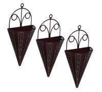 Abaodam 3pcs Orchid Hanging Basket Wall Decor Woven Flower Planter Vintage Rattan Fan Shape Deep Brown for Indoor Wall Hanging Display