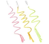 Abaodam 3Pcs Parrot Climbing Rope Set with Bite-Resistant Cotton Ropes in Green, Yellow, and Pink for Small Birds, Parakeets, Cockatiels, and Conures - Birdcage Swing and Climbing