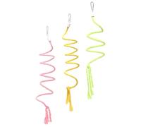 Abaodam 3pcs Parrot Climbing Swing Set Spiral Climbing Ropes 1m Each in Green, Yellow, Pink - Bird Cage Decoration and Training for Parakeets, Cockatiels, Budgies, and Small Pet Birds