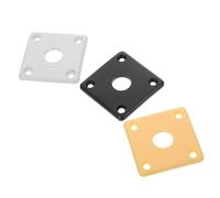 Abaodam 3pcs Plastic Curved Square Jack Plate for Guitar Black White Yellow for Guitar Jack Assembly and Mounting Hardware