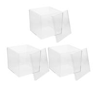 Abaodam 3pcs Plastic Small Square Storage Boxes with Lids, Stackable Design and Secure Closure, Elegant Modern Minimalist Candy Display Boxes for Birthday and Graduation Party Favors