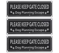 Abaodam 3pcs Please Keep Gate Closed Sign, UV Protected Brushed Aluminum Outdoor Gate Notice Plaque for Garden Fence and Patio, Professional-grade Weather Resistant Yard Sign