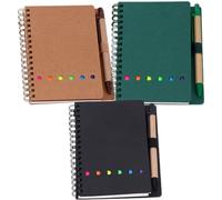 Abaodam 3pcs Portable Coil Notepad with Decorative Sticky Pages, Easy to Turn, Lightweight Iron and Cowhide Material, for Students Note-taking and School Stationery Supplies