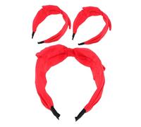 Abaodam 3pcs Red Bowknot Headband Handmade Lightweight Soft Fabric Hair Band with Knotted Bunny Ears for Women Comfortable Secure Fit Christmas Party Accessory