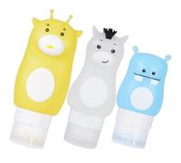 Abaodam 3pcs Refillable Silicone Bottles for Travel with Compact, Safe and Leak-proof Design, Featuring Deer, Horse, and Hippo Shapes, for Toiletries, Sauces, and Small Cosmetic Storage