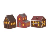 Abaodam 3pcs Resin Miniature Japanese House Kit Small Village Hut Figurines with Elegant European Style for Fairy Garden Bonsai Terrarium Cake Toppers Car Decor Photography Props and