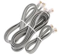 Abaodam 3pcs Rj12 Telephone Cord 6 Core 6p6c Flat Silver Grey Line