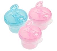 Abaodam 3Pcs Rotating Milk Powder Storage Containers for Travel Portable Formula Box Food-Grade PP Material Leak-Resistant Snack and Food Holder Pink and Blue