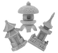 Abaodam 3pcs Sandstone Tiny Pavilion Garden Statue for Bonsai Trees | Pagoda Shape, Simple Classic Design, Easy to Place and Reposition, Suitable for Terrariums, Outdoor Settings and Miniature