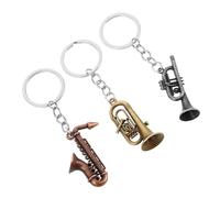 Abaodam 3pcs Saxophone Keychain Vintage Metal Saxophone Charm Key Ring for Music Lovers Teachers and Karaoke Fans Durable and Stylish Musical Instrument