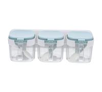 Abaodam 3pcs Seasoning Box Set with Wall-mounted Punch Free Rack and 3 Spoons, Plastic Condiment Storage Containers for Organizing Spices in Kitchen