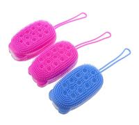 Abaodam 3pcs Silicone Bathing Brush with Hanging Rope for Shower and Bath, Sanitary Body Scrubber to Relax Muscles, Suitable for Seniors and Teens, Assorted Colours Random Color