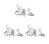 Abaodam 3pcs Silver Mythical Bird Half Face Masks with Blue Rhinestones Metal Venetian Masquerade Ball Decor for Women Shiny Party Costume Accessories for Prom and Carnival