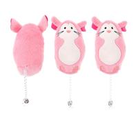 Abaodam 3pcs Soft Plush Cat Mice for Indoor Cats Interactive Kitten Teething Pink Cartoon Mouse Shape