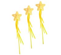 Abaodam 3Pcs Star Shaped Fairy Wands with Ribbon Design Glittery Fairy Sticks for Props for Halloween Parties Festivals Fun Decorative Ornaments for Little