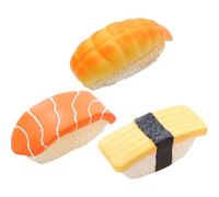 Abaodam 3pcs Sushi Shaped Wear-resistant Latex Dog Chew for Puppies - Interactive Molar Cleaning Puppy Supplies Set (shrimp, Salmon, Floss Sushi)